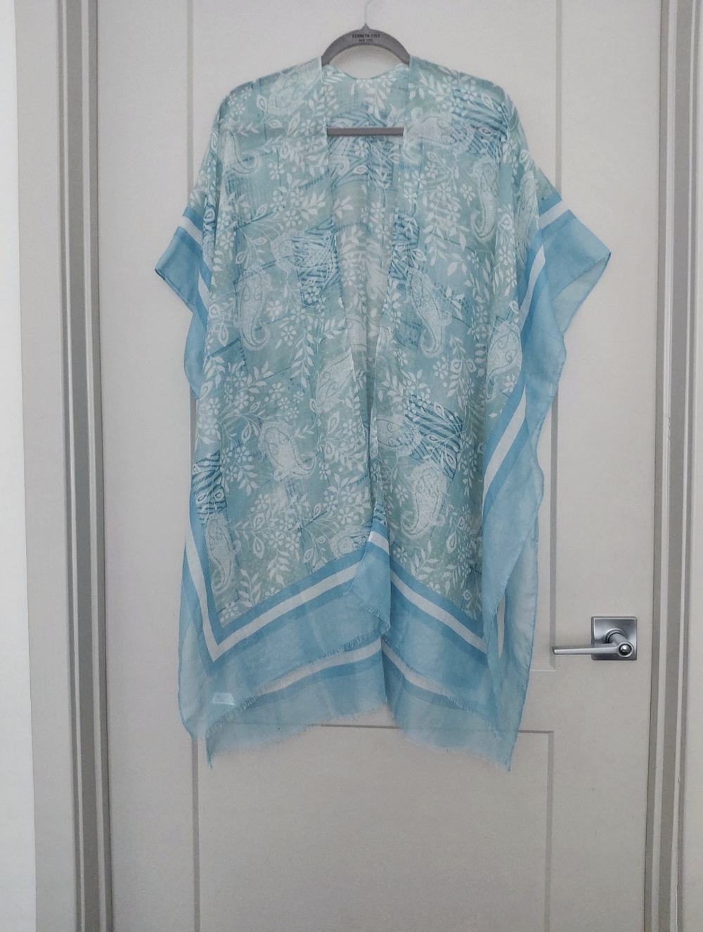 Light Blue Floral Paisley Kimono Cover-Up